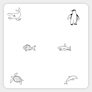 stick figures of ocean animals sticker pack Magnet